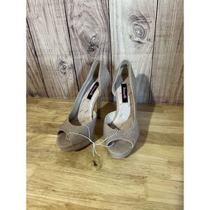 Betseyville  Beige Rhinestone Pumps Heels